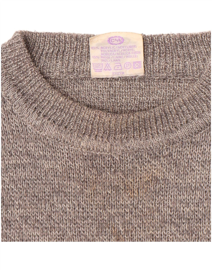 Neuer Fast Herren-Pullover mit Rundhalsausschnitt, EU 48/50, mittelgrau gestreiftes Acryl