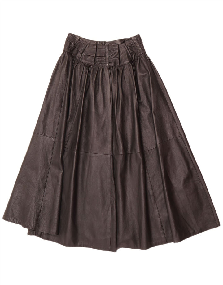 Avedon Damen-Lederrock mit hoher Taille, ausgestellt, W24, Größe S, Schwarz