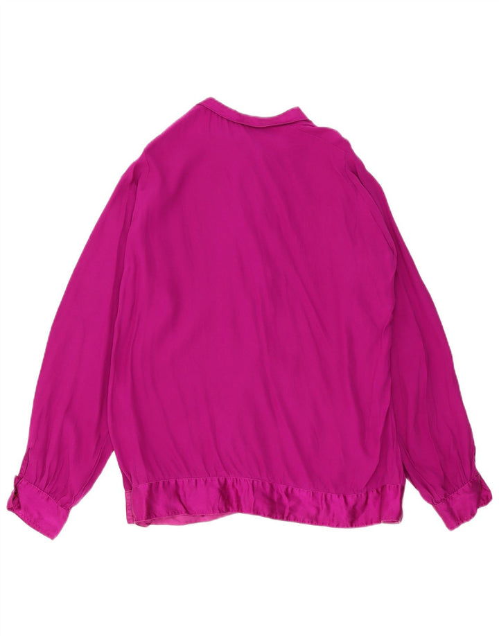 Vintage Damen LangarmBluse Top UK 18 XL Maroon