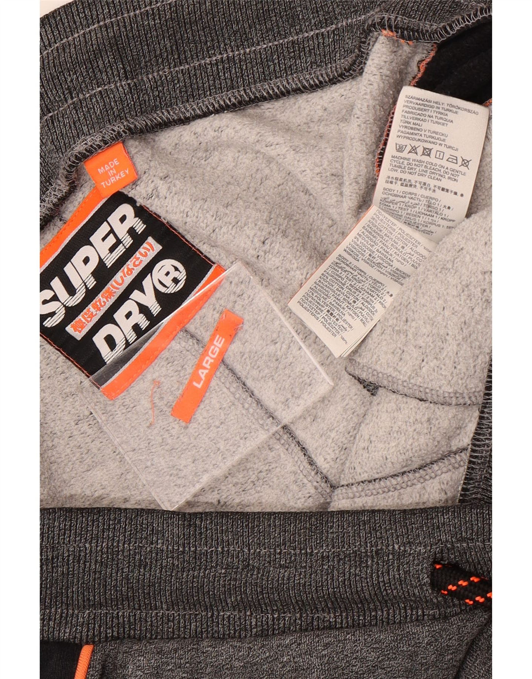 Superdry Herren-Sportshorts mit Grafik, groß, graues Farbblock-Polyester