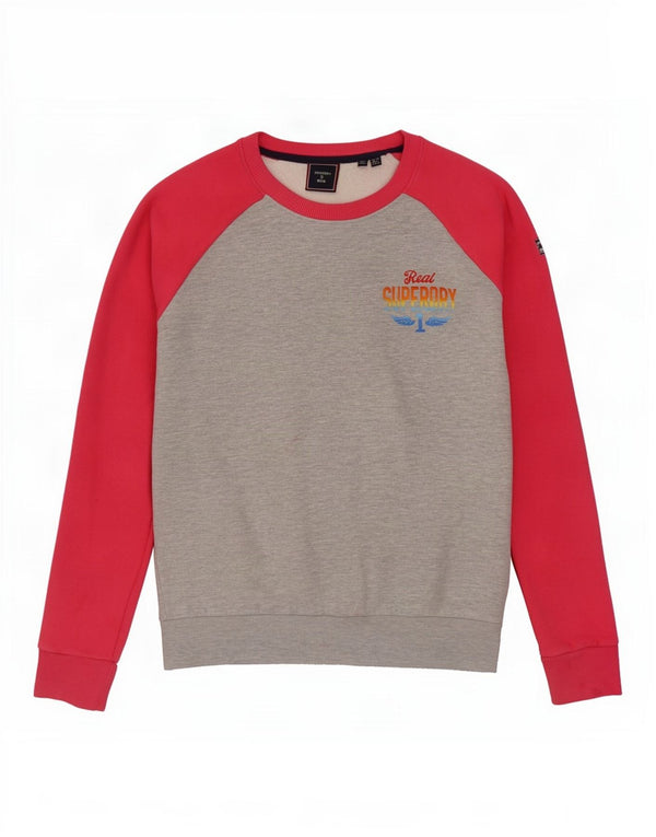 Superdry Damen-Sweatshirt in Übergröße, Gr. 10, Größe S, Grau, Farbblock