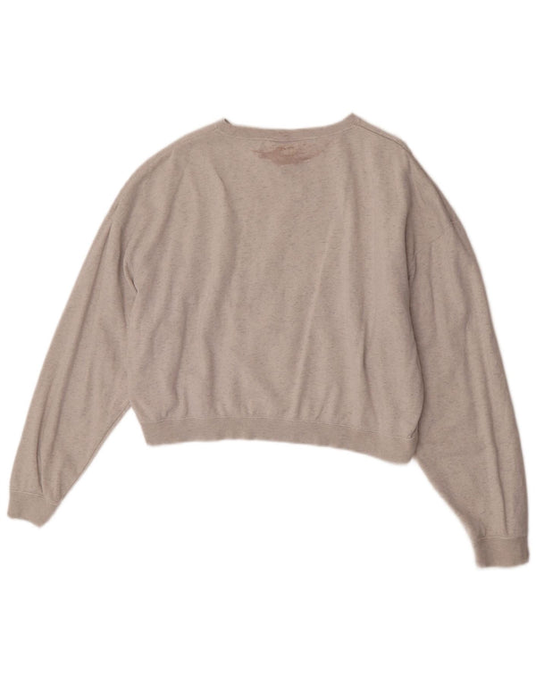 Nike Womens Crop Oversized Sweatshirt Pullover UK 14 Mittelgrau gestreift