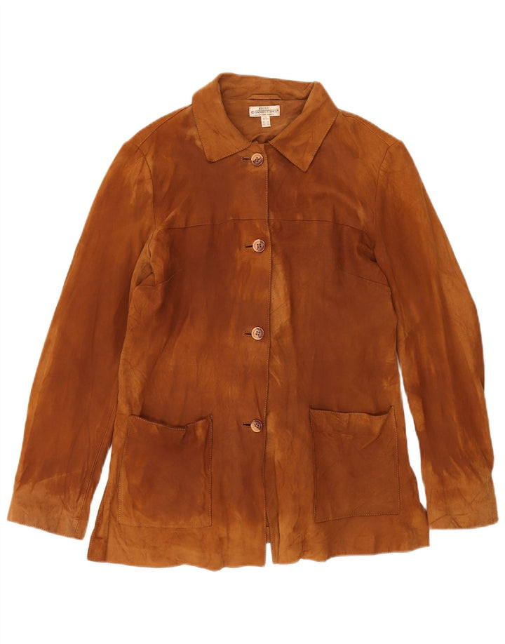 Vintage Damen Wildlederjacke UK 12 Mittelbraunes Leder Classic