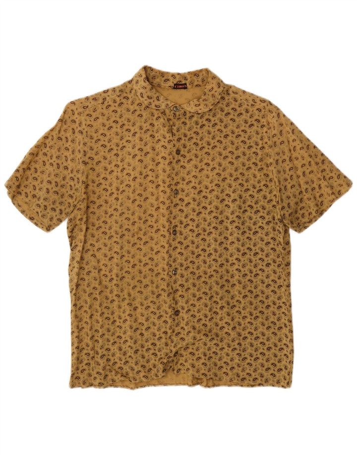 Vintage Herren Kurzarmhemd Mittelbeige Paisley