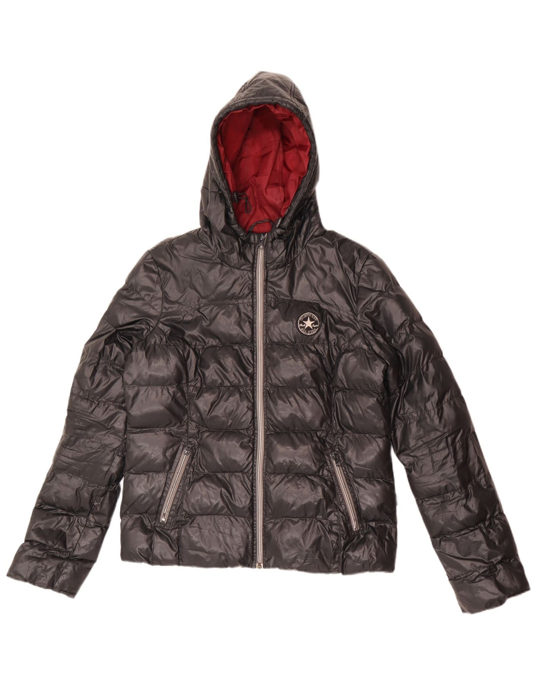 Converse Damen-Kapuzenjacke, gepolstert, UK 12, mittelschwarzes Nylon