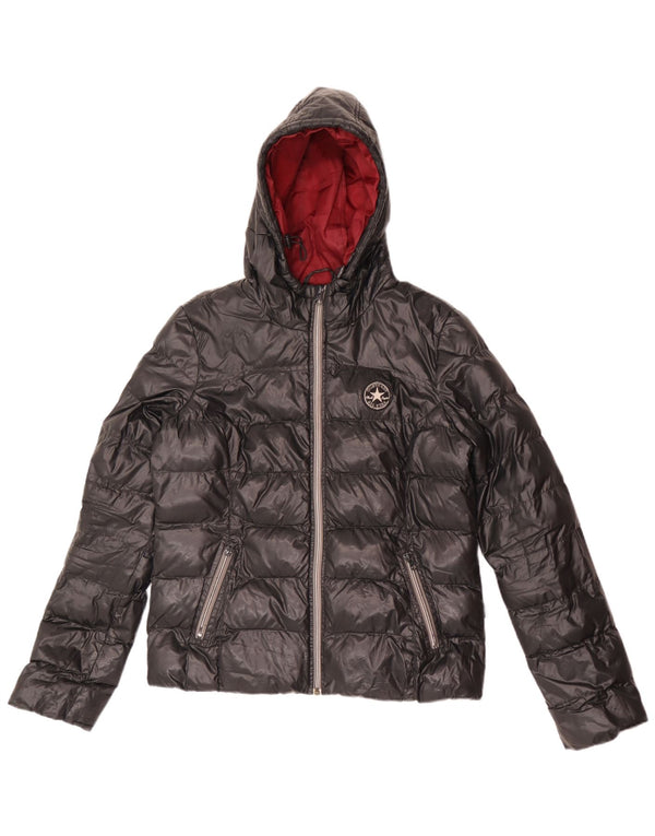 Converse Damen-Kapuzenjacke, gepolstert, UK 12, mittelschwarzes Nylon