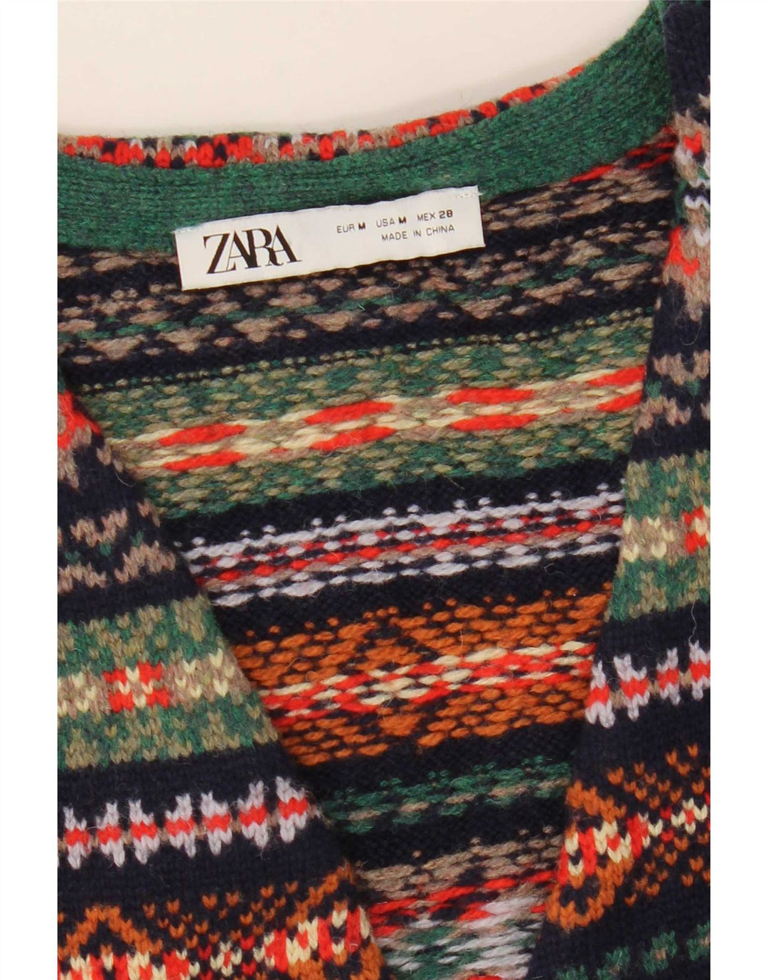 Zara Damen Crop Weste UK 12 Medium Mehrfarbige Wolle