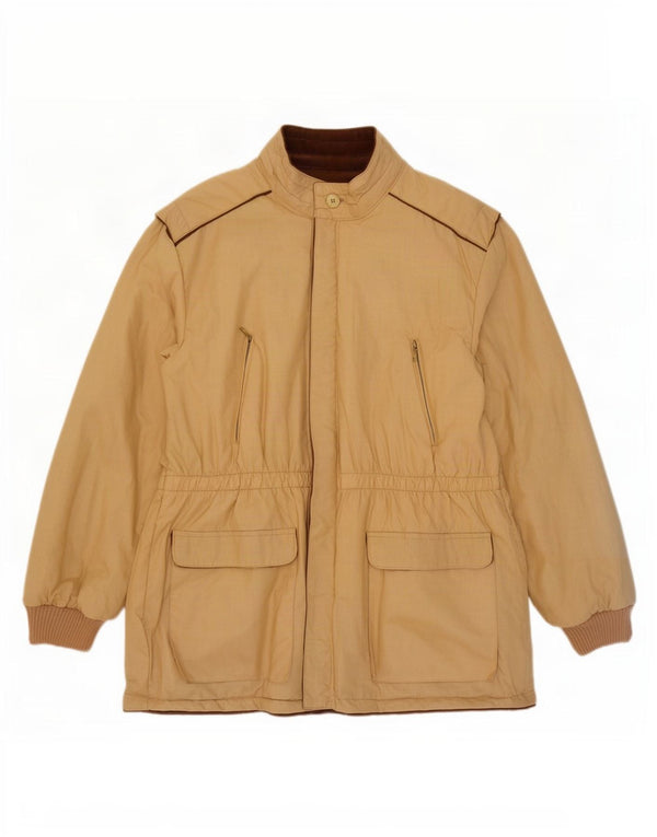 Vintage Damen Reversibler Cord-Windbreaker-Mantel IT 52 XL Beige Baumwolle