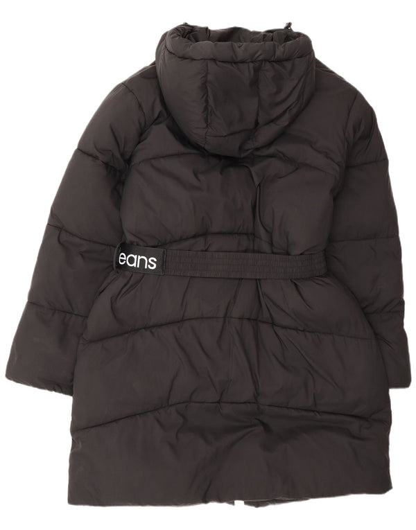 Calvin Klein Jeans Damen Graphic Hooded Wattierter Mantel UK 16 Large Schwarz