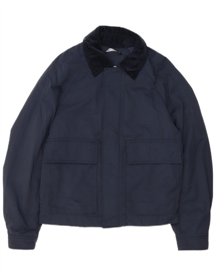 Zara Herren Bomberjacke UK 36 Small Marineblau Colourblock Polyester