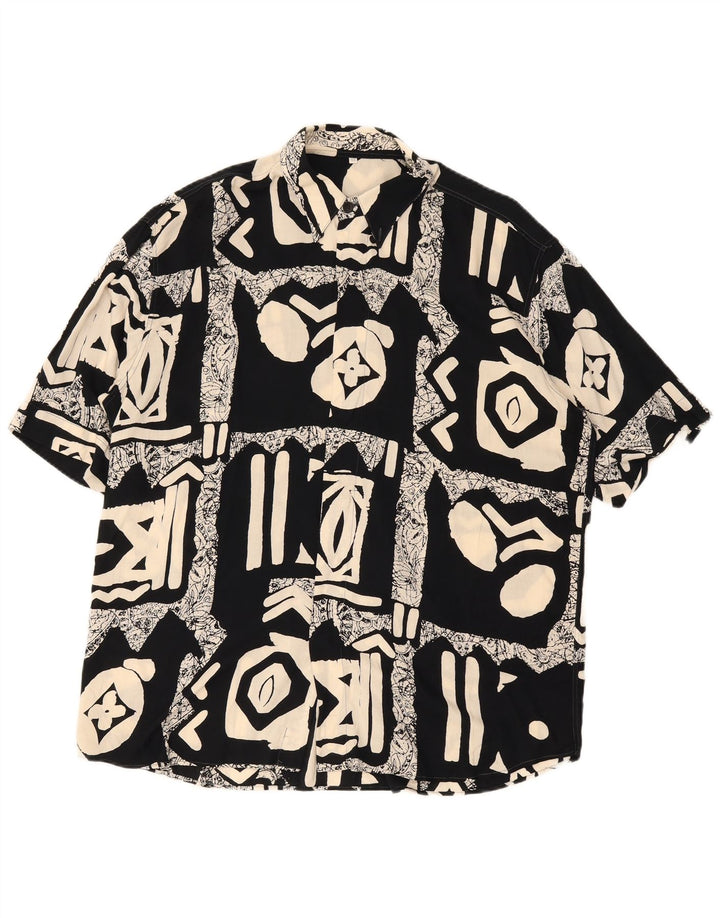 Vintage Herren Kurzarmhemd IT 42 Großes schwarzes Patchwork