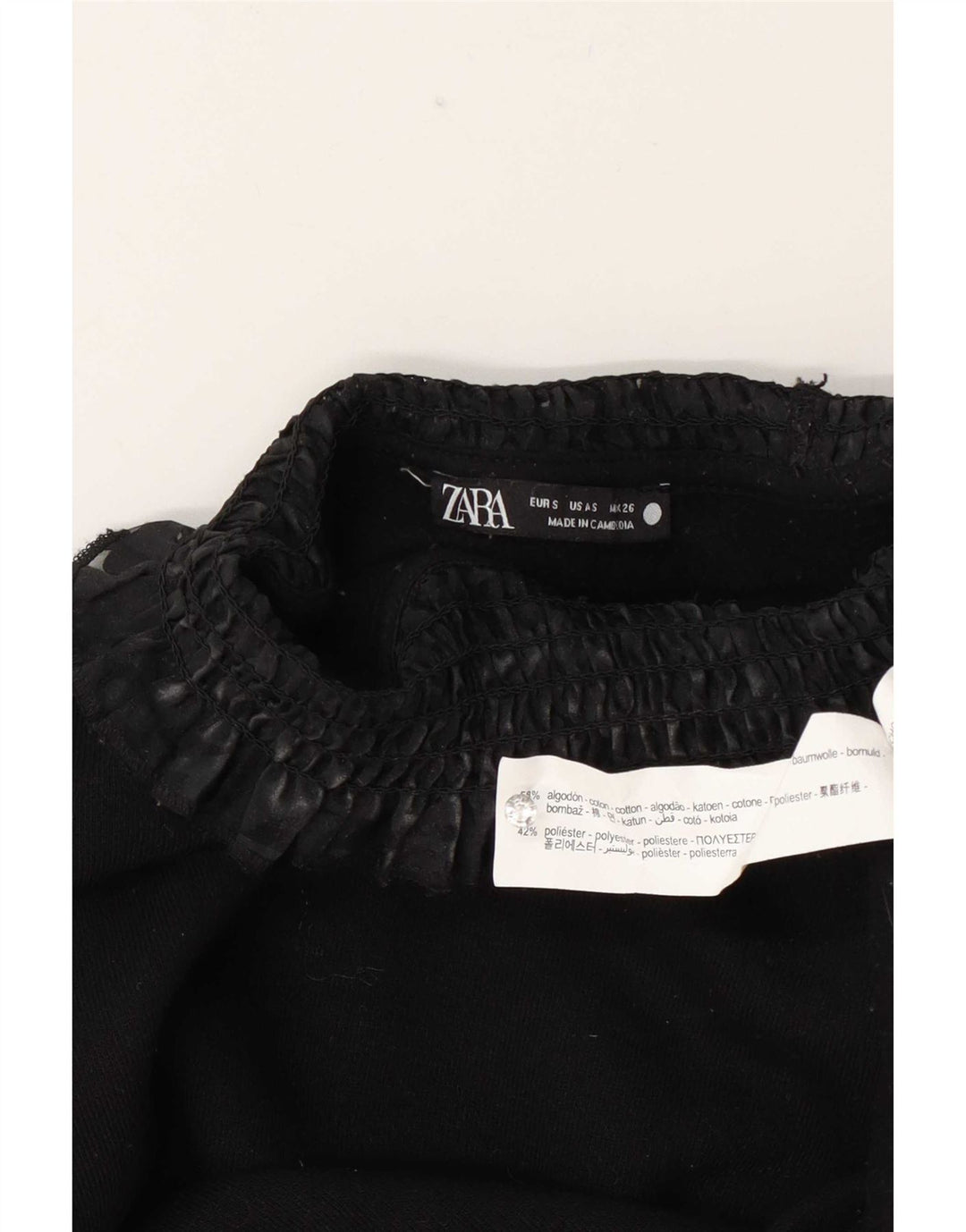 Zara Damen-Bluse mit langen Ärmeln, übergroß, Gr. 10, Größe S, Schwarz, Baumwolle