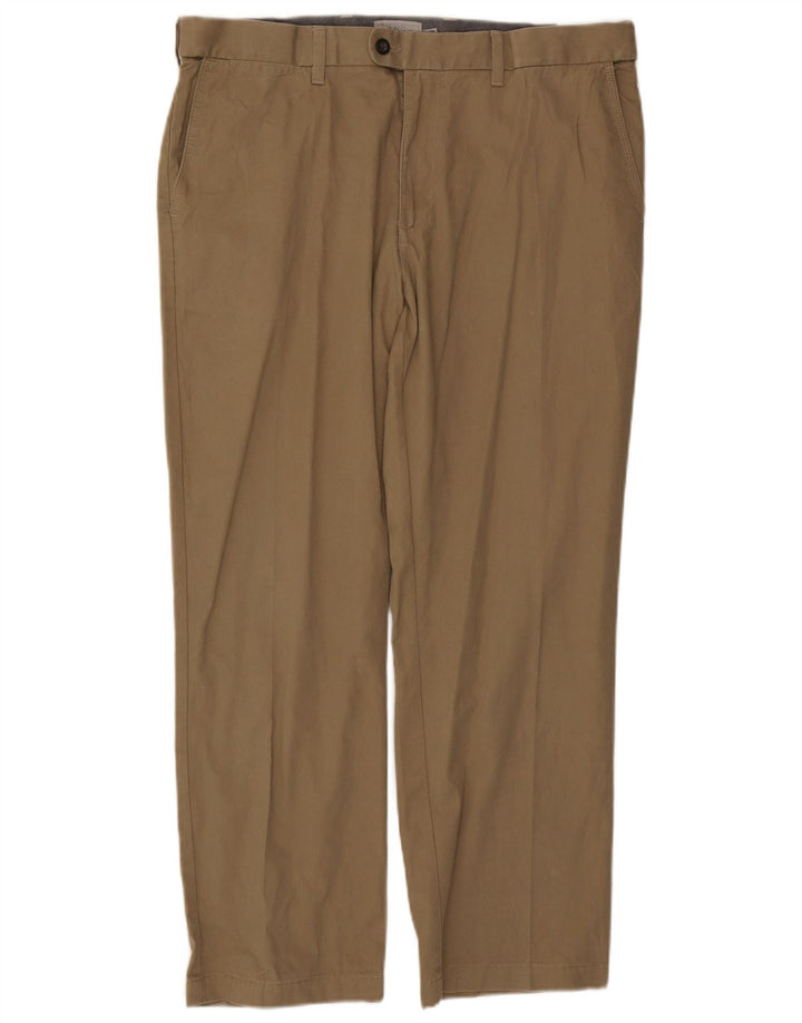 Marks & Spencer Herren-Anzughose, gerade, normal, W38, L29, Khaki, Baumwolle