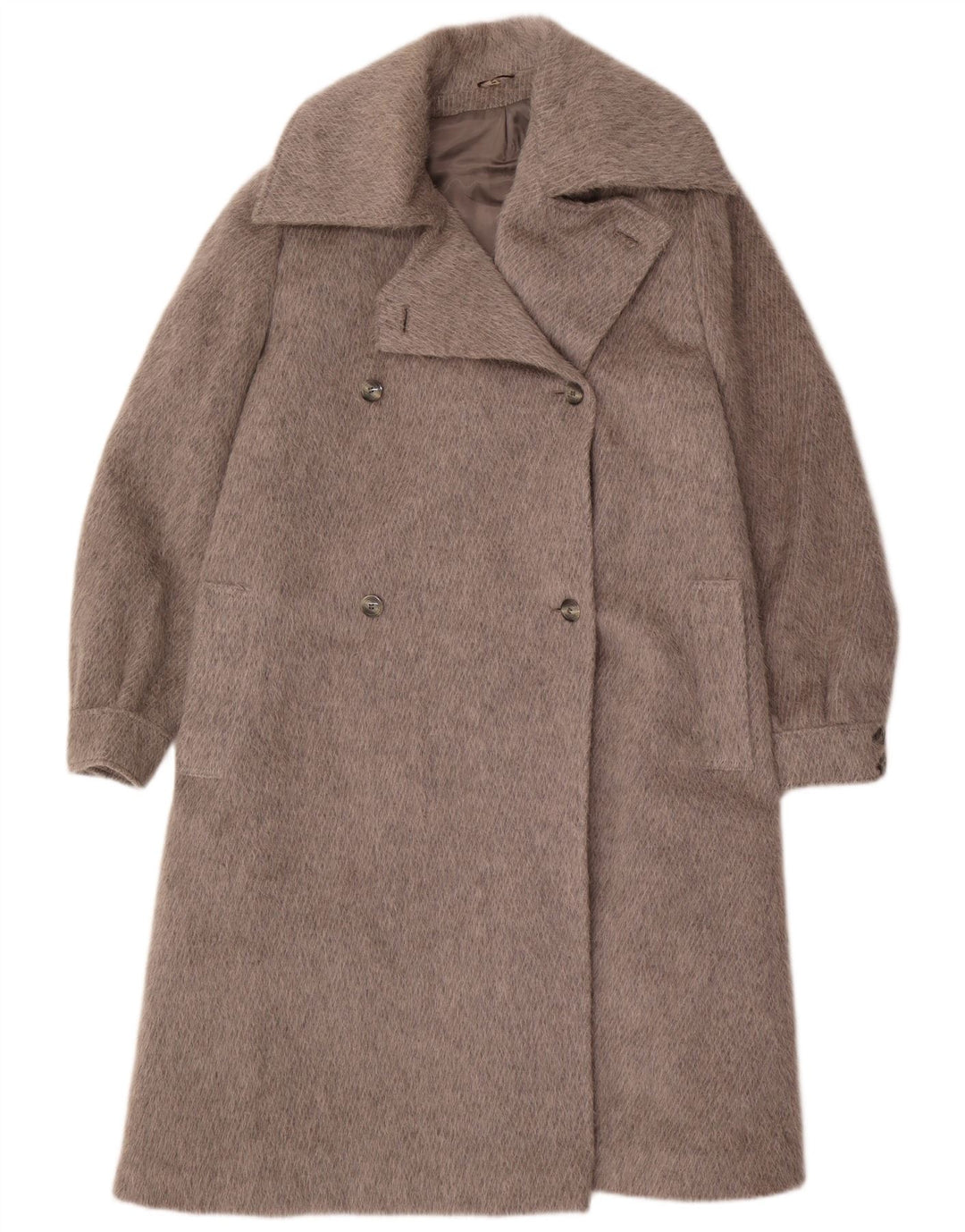Vintage Damen Zweireihiger Mantel EU 44 XL Grau
