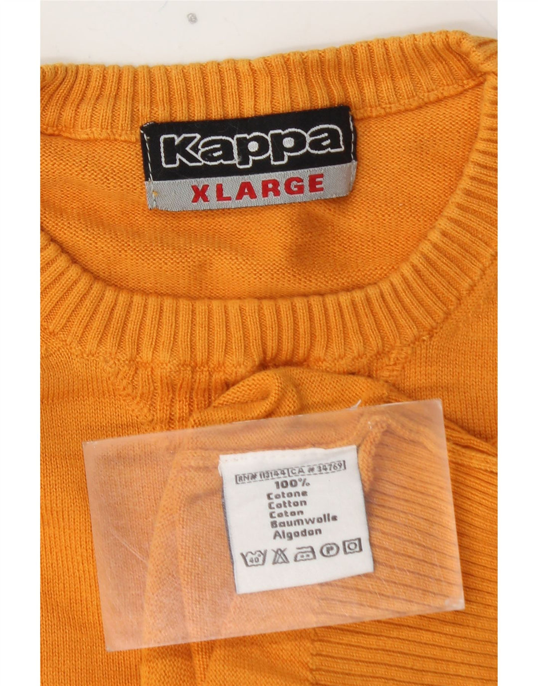 KAPPA Herren-Pullover mit Rundhalsausschnitt, XL, gelbe Baumwolle