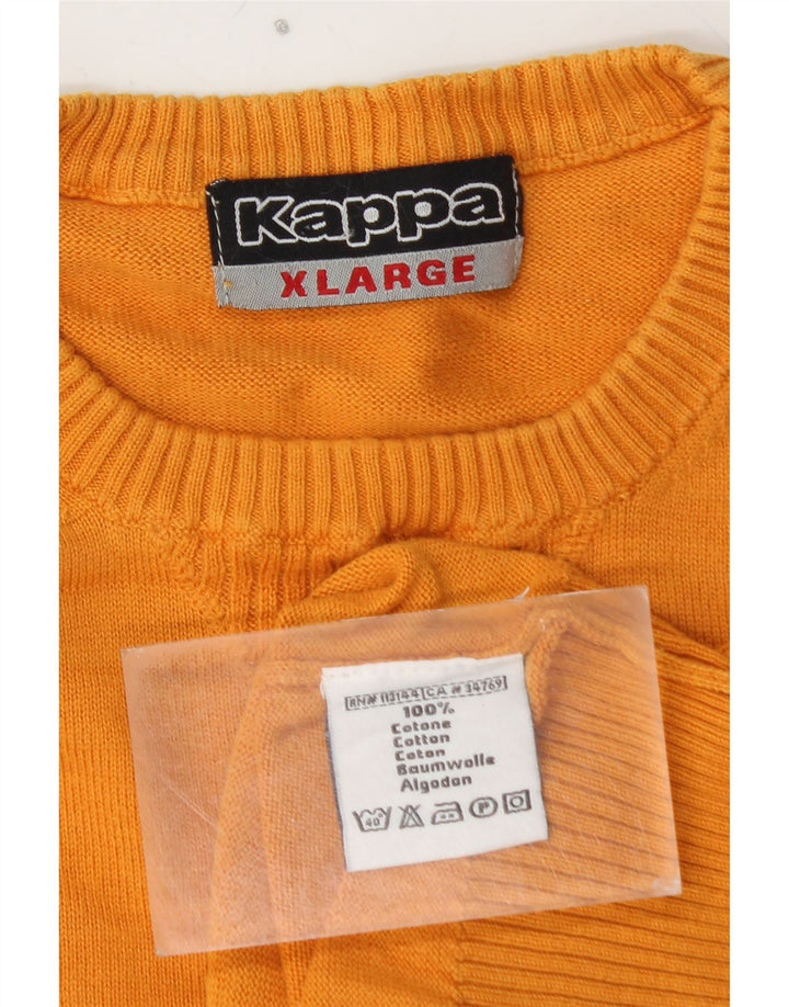 KAPPA Herren-Pullover mit Rundhalsausschnitt, XL, gelbe Baumwolle