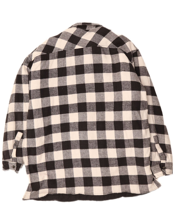VINTAGE Herren Flanellhemd 3XL Schwarz Gingham Baumwolle
