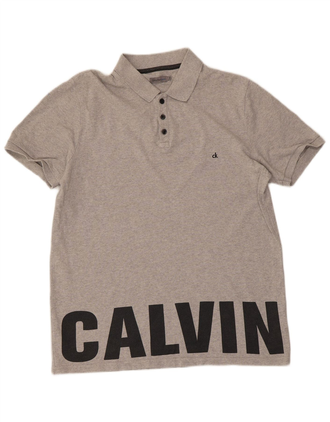 CALVIN KLEIN JEANS Herren-Poloshirt mit Grafik, mittelgraue Baumwolle
