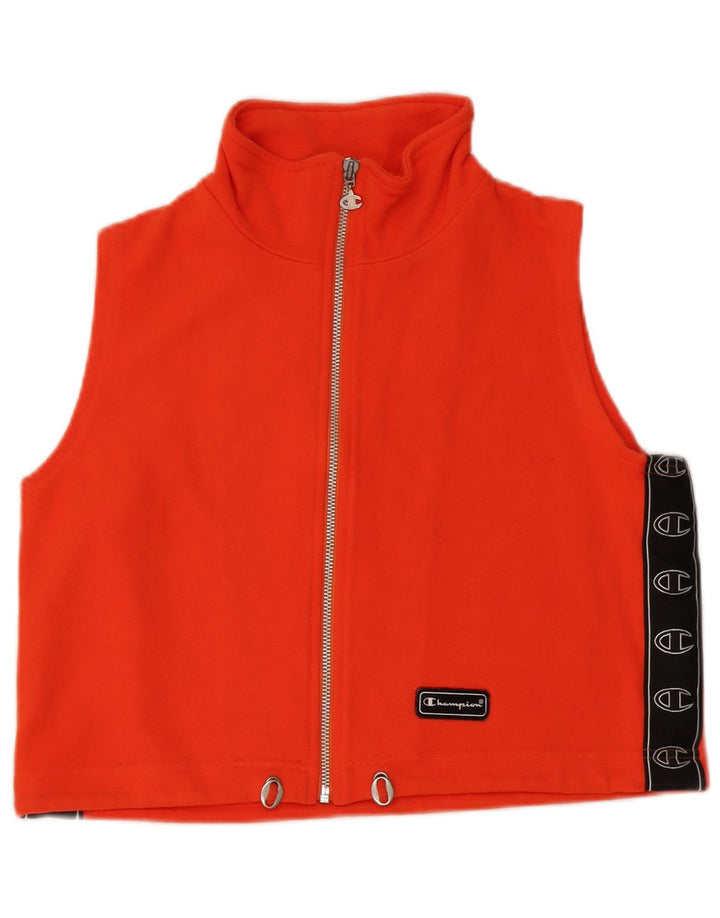 Champion Womens Crop Graphic Trainingsanzug Top Jacke UK 14 Large Orange
