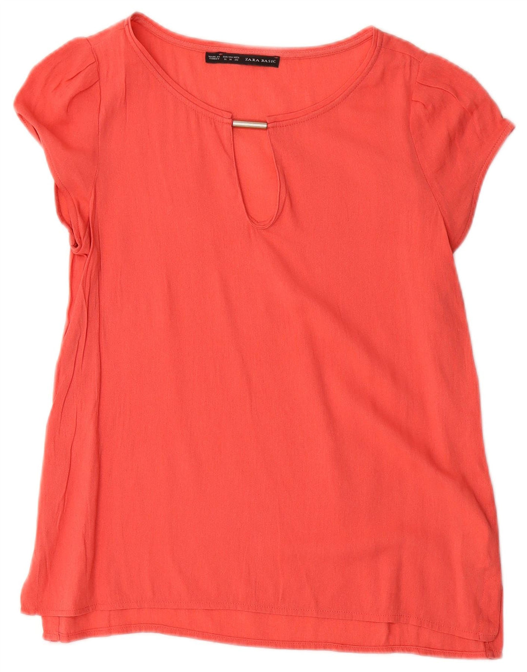Zara Damen Bluse Top UK 12 Mittelrote Viskose