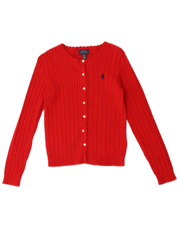 Polo Ralph Lauren Mädchen-Crop-Cardigan-Pullover, 12–13 Jahre, große rote Baumwolle