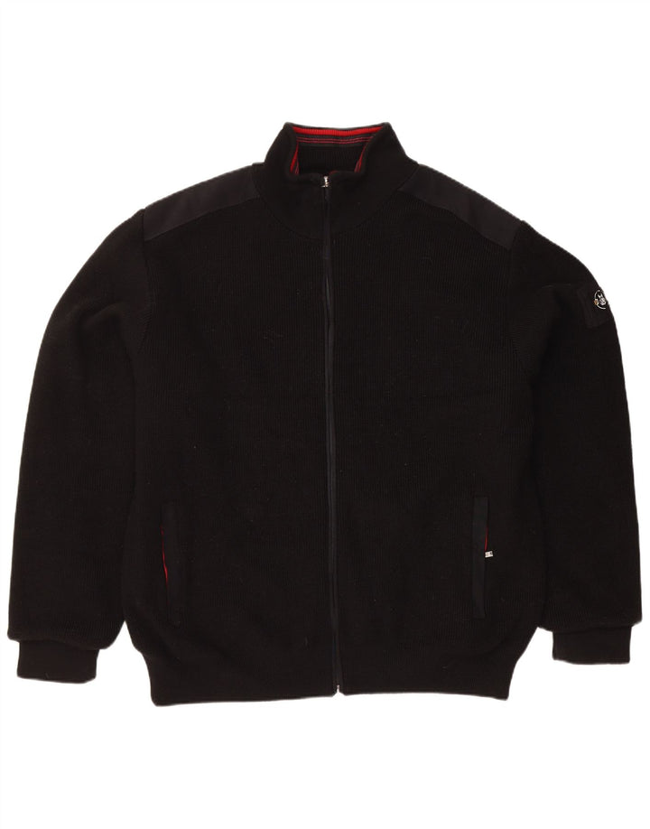 Vintage Herren Cardigan Pullover XL Schwarze Wolle