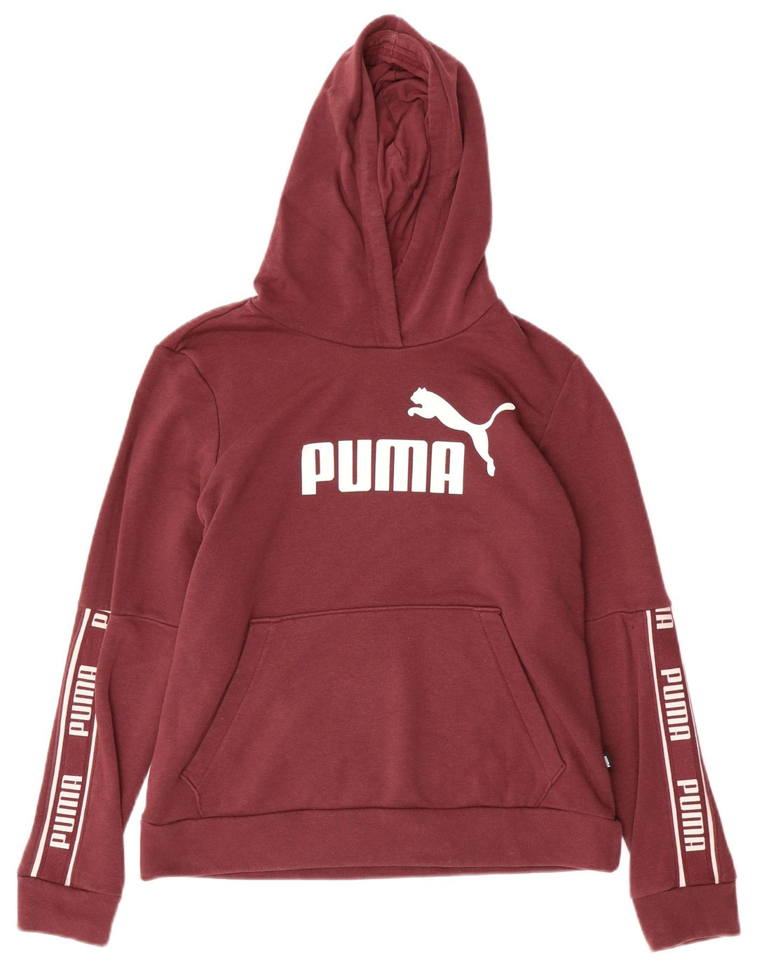PUMA Damen Graphic Hoodie Pullover UK 14 Medium Burgund Baumwolle
