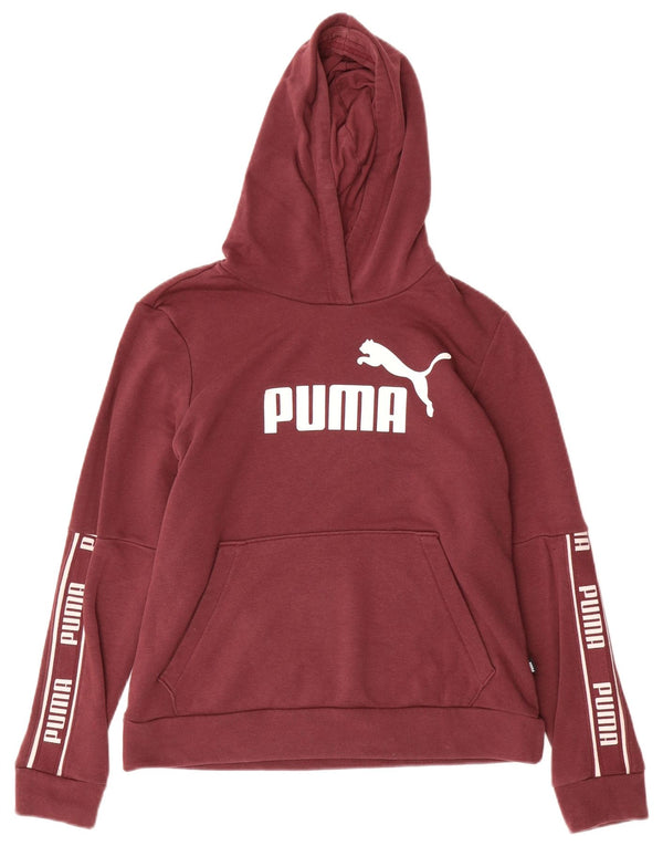 PUMA Damen Graphic Hoodie Pullover UK 14 Medium Burgund Baumwolle