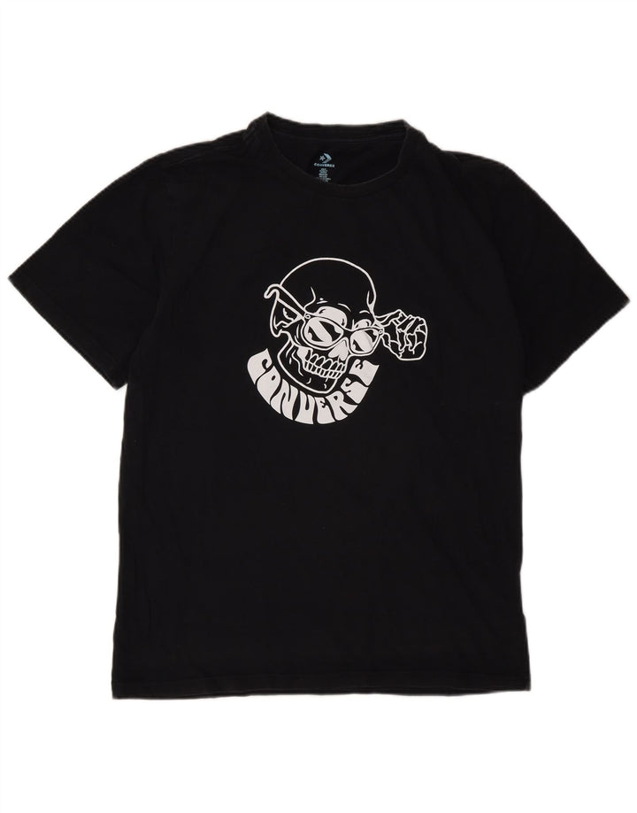 Converse Herren-T-Shirt mit Grafik, Größe S, schwarze Baumwolle