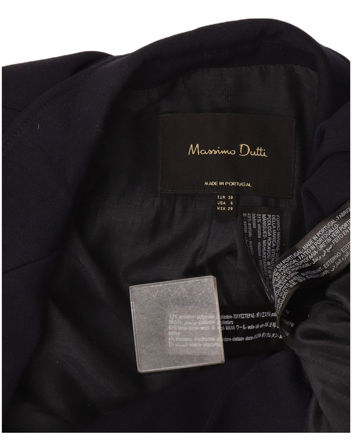Massimo Dutti Damen 1-Knopf-Blazerjacke EU 38 Small Marineblau Polyester