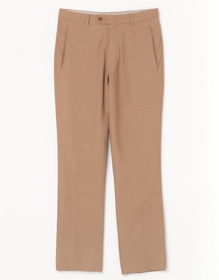 Vintage Herren gerade Anzughose W32 L30 Beige