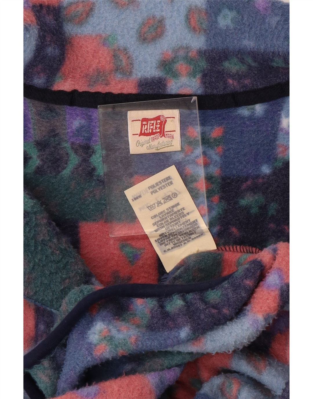 Rifle Herren-Fleecepullover mit Knopfkragen, XL, mehrfarbig, Patchwork-Polyester