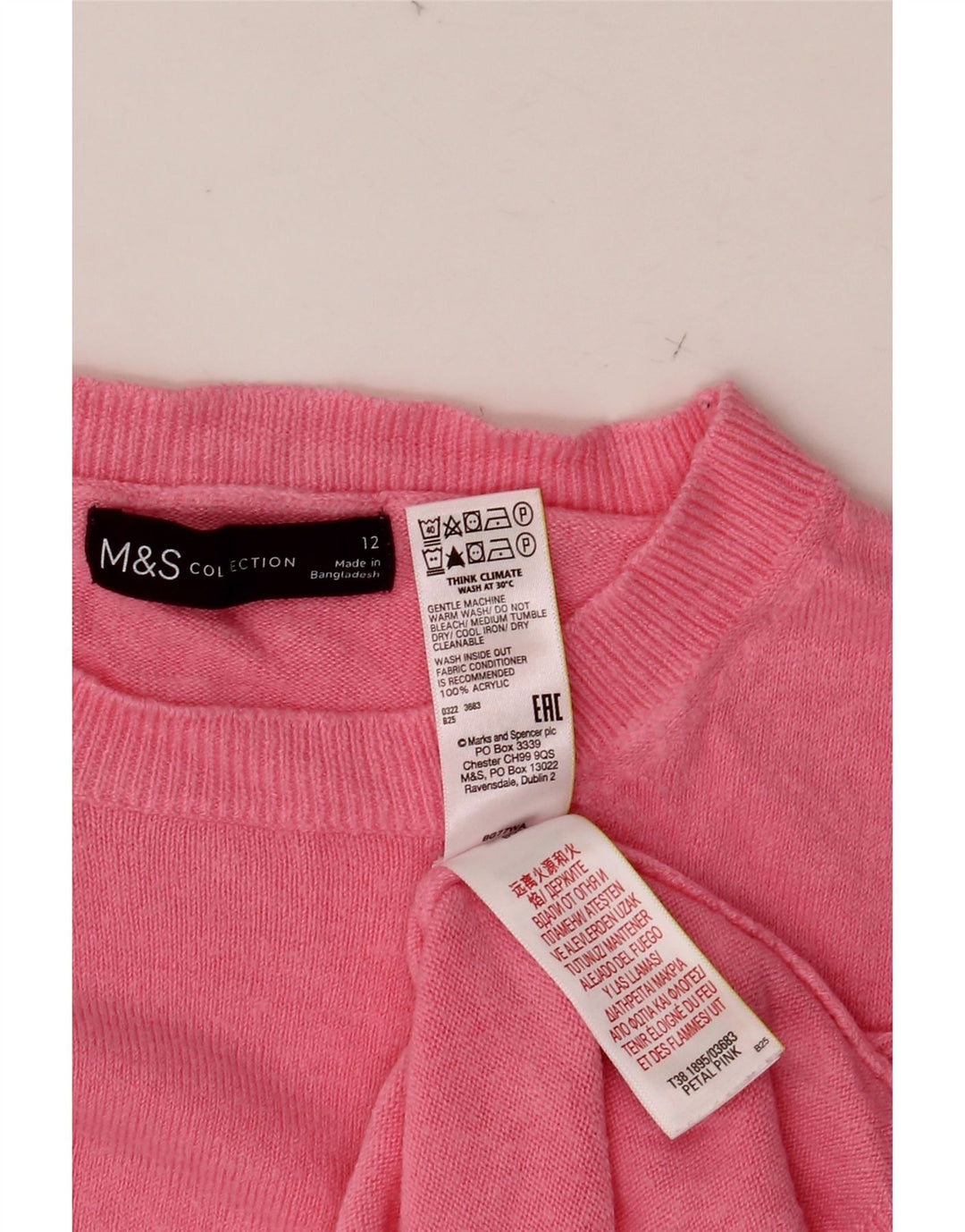 MARKS & SPENCER Damen-Pullover mit Rundhalsausschnitt, UK 12, Mittelrosa, Acryl