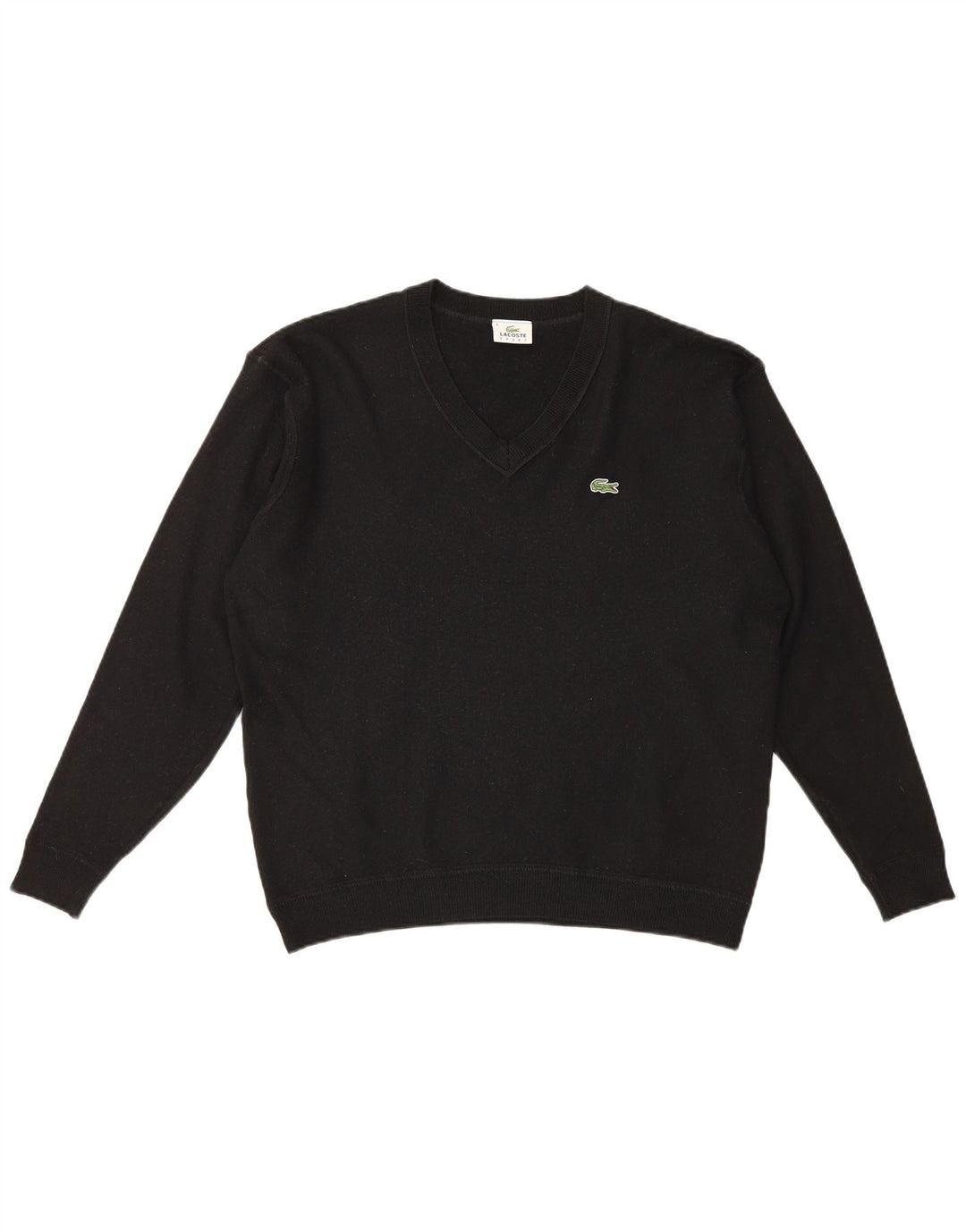 Lacoste Herren-Pullover mit V-Ausschnitt, Größe 8 3XL, schwarze Wolle