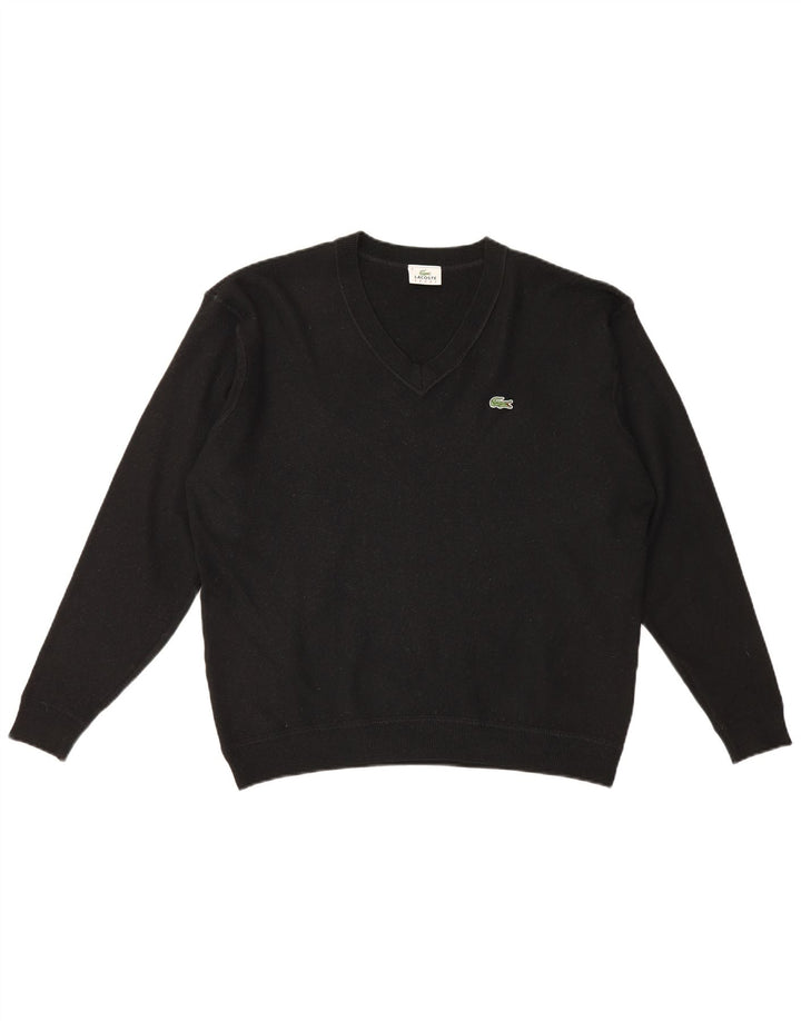Lacoste Herren-Pullover mit V-Ausschnitt, Größe 8 3XL, schwarze Wolle