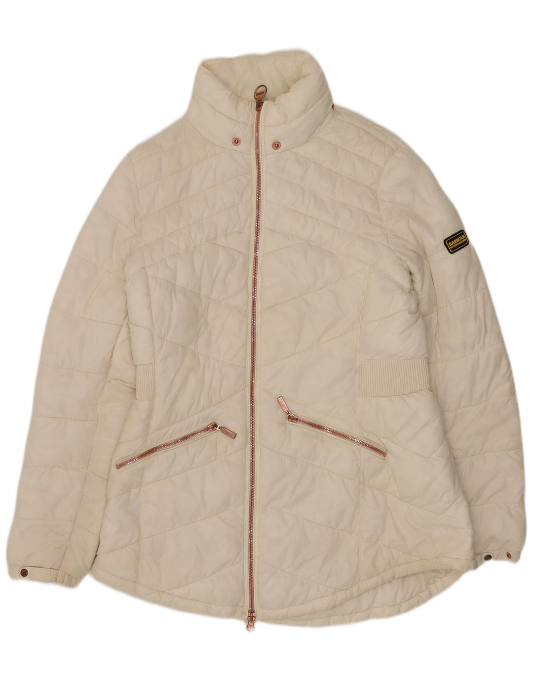 Barbour Damen gepolsterter Mantel UK 14 Large Weiß Synthetik