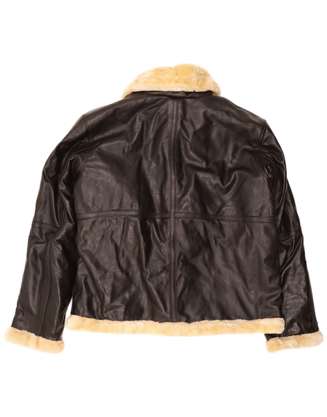 VINTAGE Herren Shearling Jacke UK 50 5XL Braunes Leder
