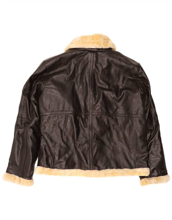 VINTAGE Herren Shearling Jacke UK 50 5XL Braunes Leder