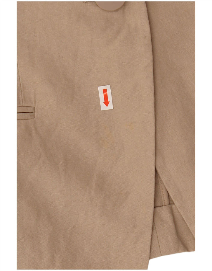 Armani Damen 1-Knopf-Blazerjacke UK 10 Small Beige Baumwolle