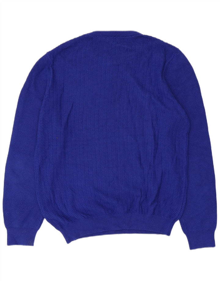 Reiss Herren-Pullover mit Rundhalsausschnitt, groß, aus blauer Baumwolle