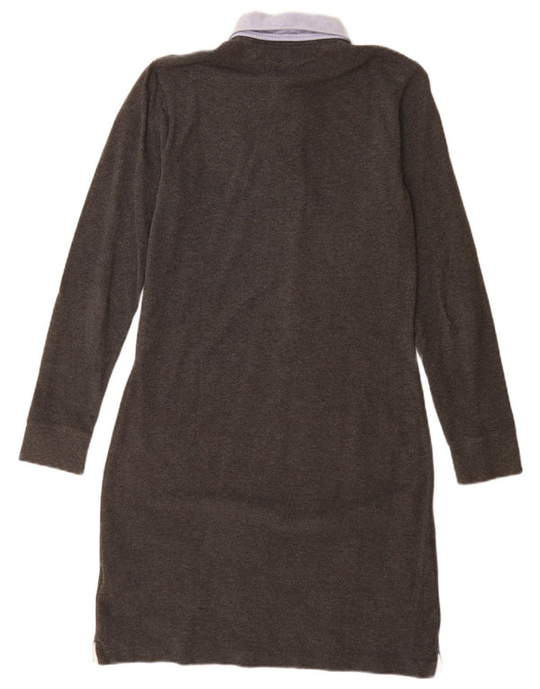 Ralph Lauren Langarm-Polokleid für Damen, UK 14, Mittelgrau, Farbblock