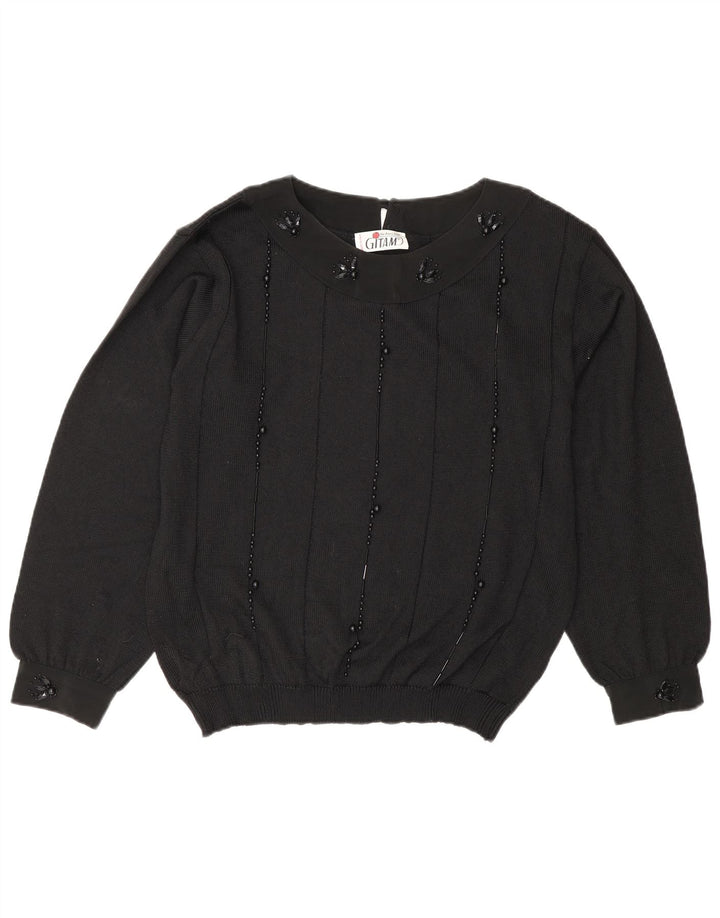 Gitam Damen-Pullover mit U-Boot-Ausschnitt, Gr. 16, Schwarz