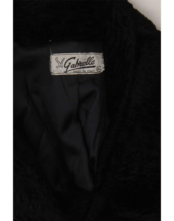 Damen Kunstpelzmantel IT 44 Medium Schwarz Synthetik
