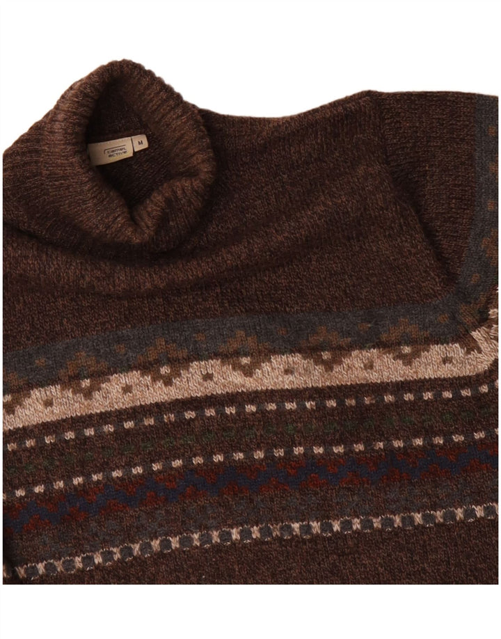 Camel Active Herren-Pullover mit Rollkragen, mittelbraune Fair-Isle-Wolle