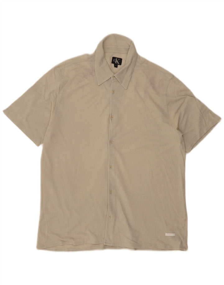Calvin Klein Herren Kurzarmhemd Mittelbeige Baumwolle