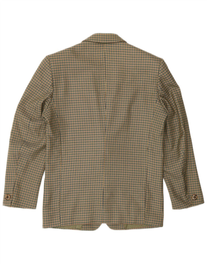 Vintage Damen 2-Knopf-Blazerjacke UK 14 Medium Khaki Houndstooth