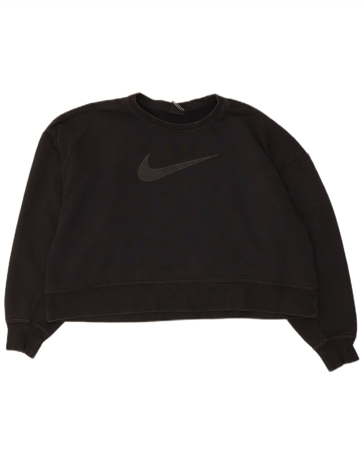 Nike Damen-Sweatshirt mit Dri-Fit-Grafik, übergroß, Gr. 14, mittelschwarz