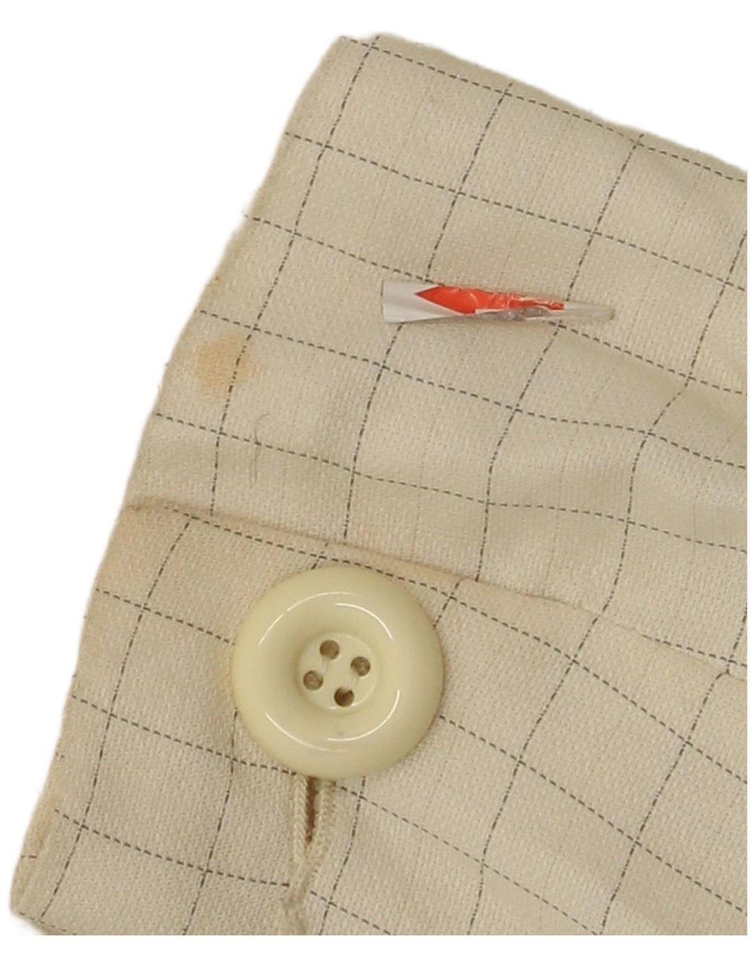 Vintage Damen 4-Knopf-Blazerjacke IT 44 Medium Off White Check Viscose