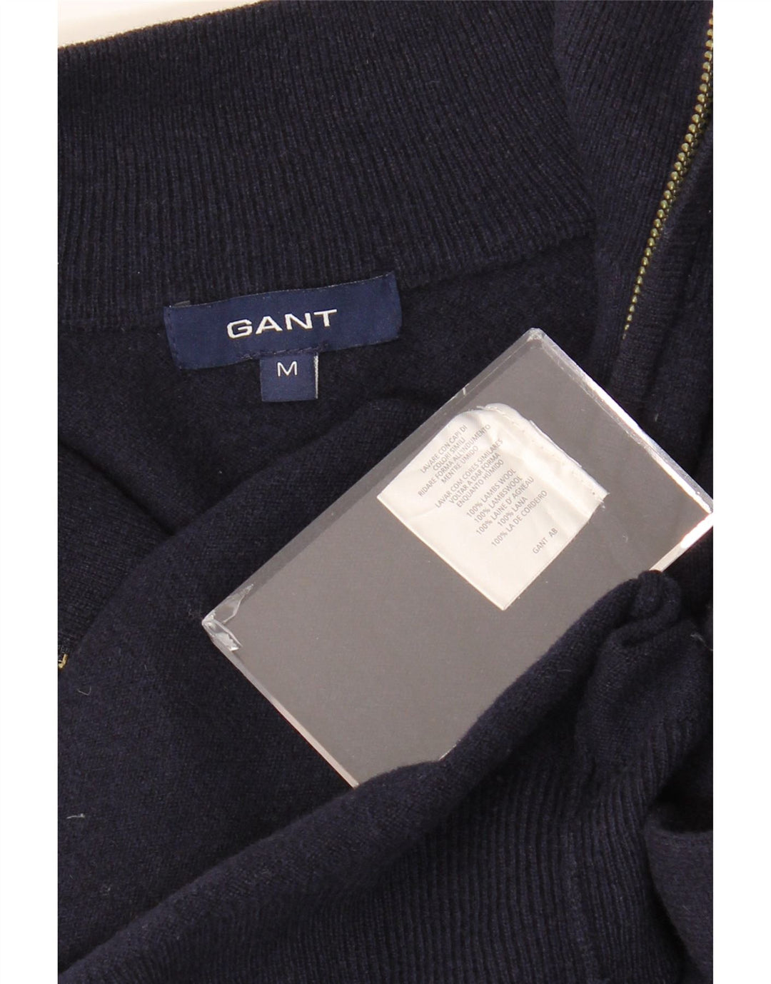 GANT Herren-Pullover mit Reißverschluss am Hals, mittlere marineblaue Lammwolle