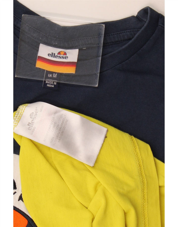 Ellesse Herren Grafik-T-Shirt-Oberteil aus mittelgelber Colourblock-Baumwolle